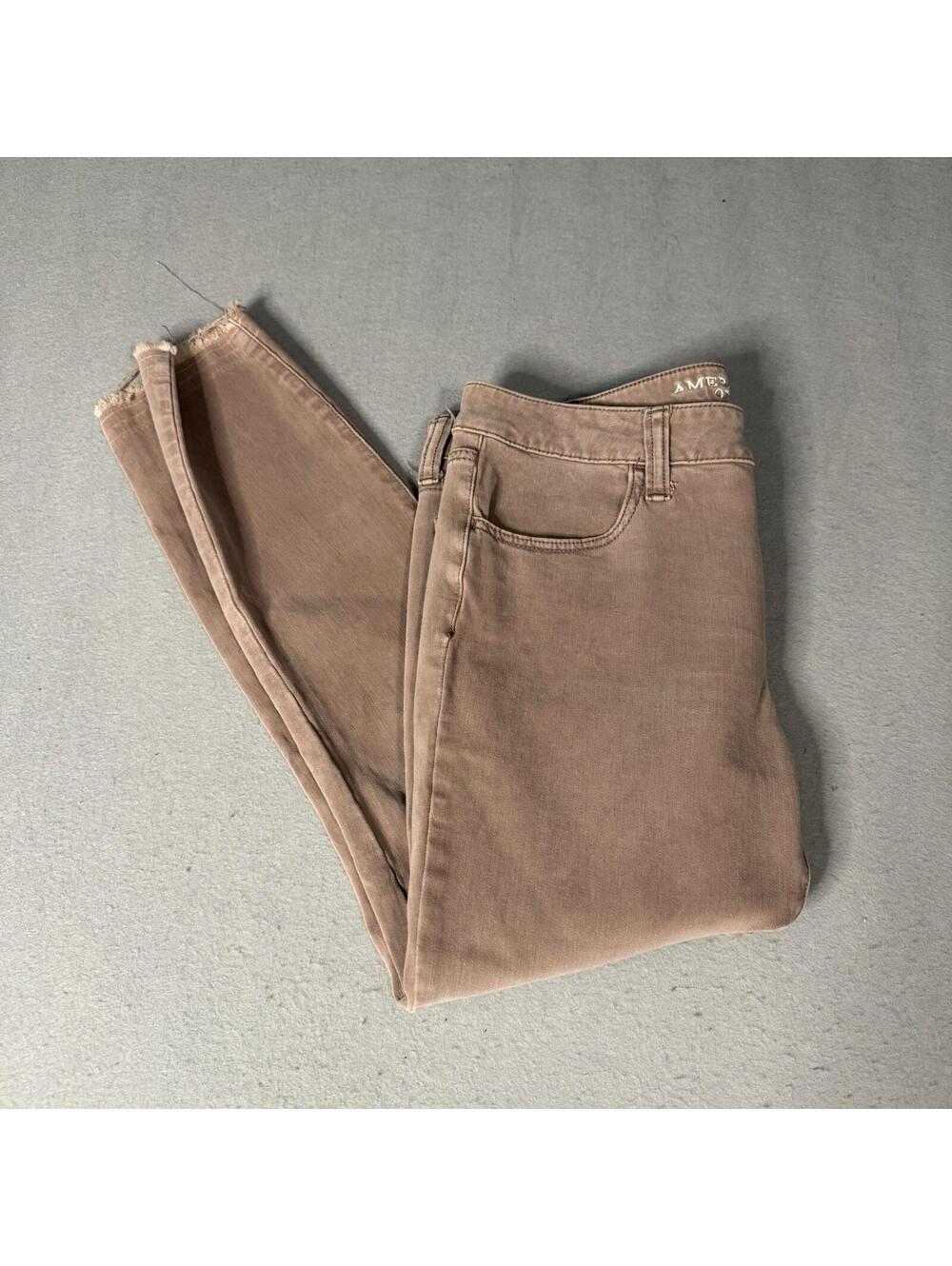 American Eagle Jeans Womens Pink Khaki Skinny Fit Super Stretch Jeggings Size 10